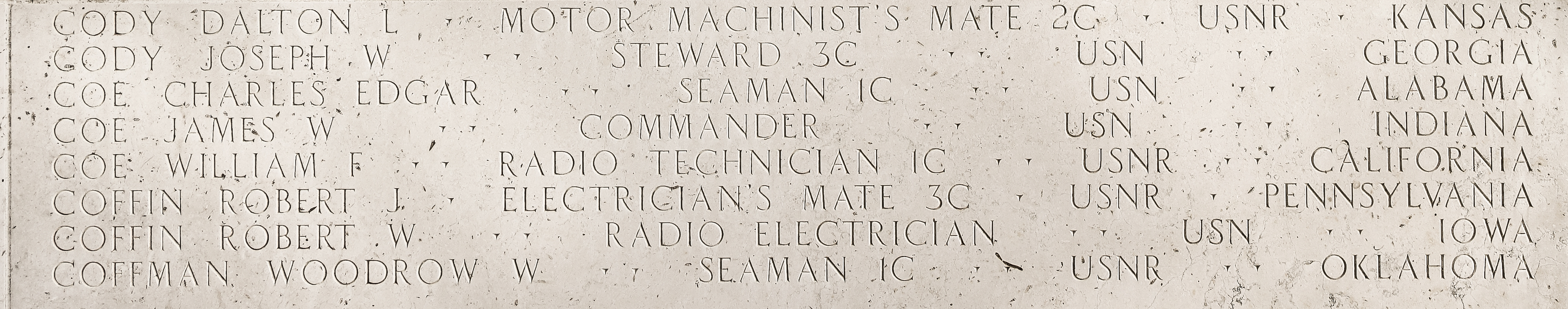 William F. Coe, Radio Technician First Class